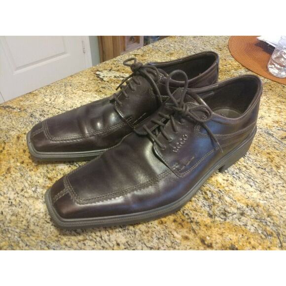 Ecco Barcelona Brown Oxford Shoe Apron Toe Dress Casual Business Men 45 US 11 - Picture 1 of 12
